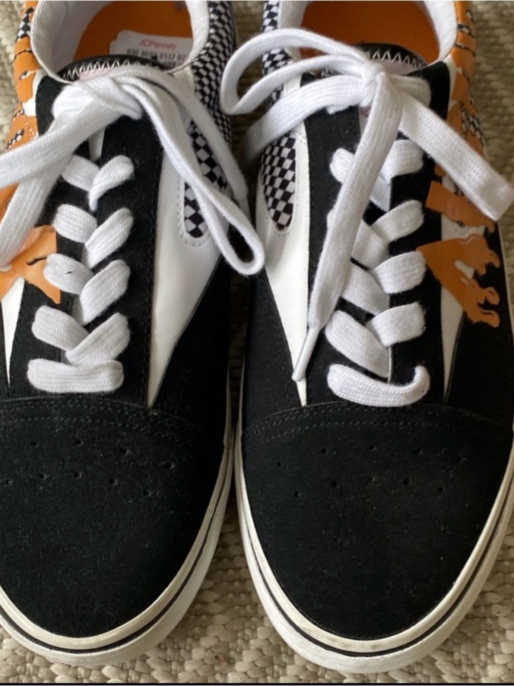 Airwalk Black Low-Top Sneakers with Orange Checkerboard Drip Detail - Picture 3 of 12